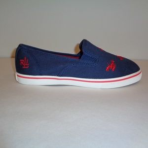 Ralph Lauren Size 6.5 M JANIS Navy Red Sneakers